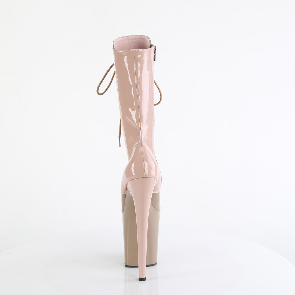 FLAMINGO-1054DC *8" Heel, 4" PF Two Tone Lace-Up Mid Calf Boot, Side Zip