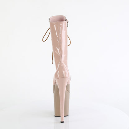 FLAMINGO-1054DC *8" Heel, 4" PF Two Tone Lace-Up Mid Calf Boot, Side Zip