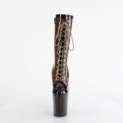 FLAMINGO-1054DC *8" Heel, 4" PF Two Tone Lace-Up Mid Calf Boot, Side Zip
