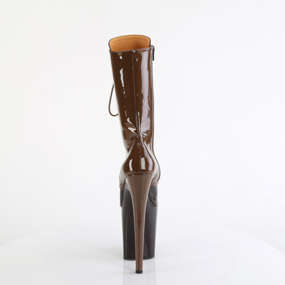 FLAMINGO-1054DC *8" Heel, 4" PF Two Tone Lace-Up Mid Calf Boot, Side Zip