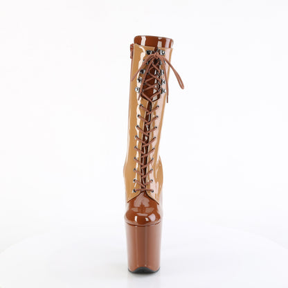 FLAMINGO-1054DC *8" Heel, 4" PF Two Tone Lace-Up Mid Calf Boot, Side Zip