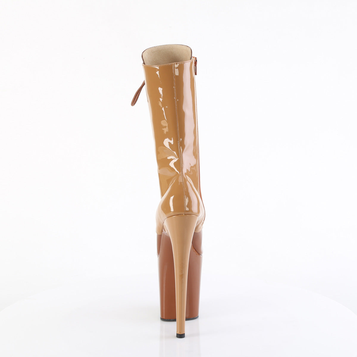 FLAMINGO-1054DC *8" Heel, 4" PF Two Tone Lace-Up Mid Calf Boot, Side Zip