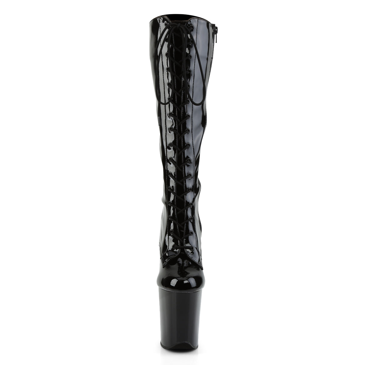 FLAMINGO-2023 8" Heel, 4" PF Lace-Up Stretch Knee Boot, Side Zip