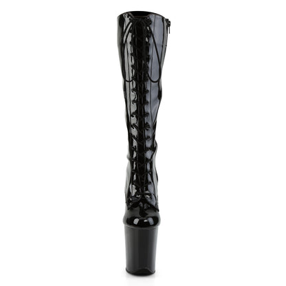 FLAMINGO-2023 8" Heel, 4" PF Lace-Up Stretch Knee Boot, Side Zip