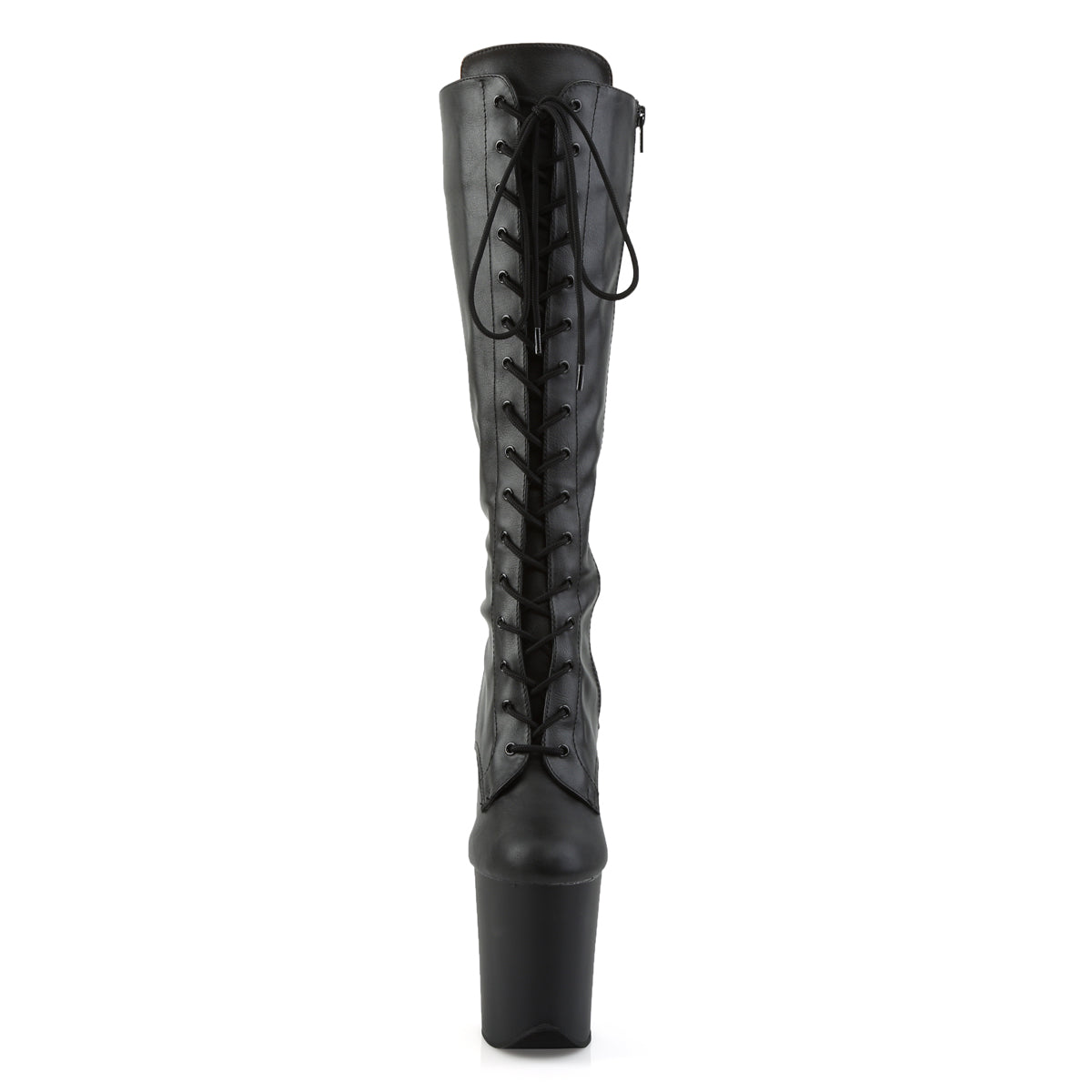FLAMINGO-2023 8" Heel, 4" PF Lace-Up Stretch Knee Boot, Side Zip