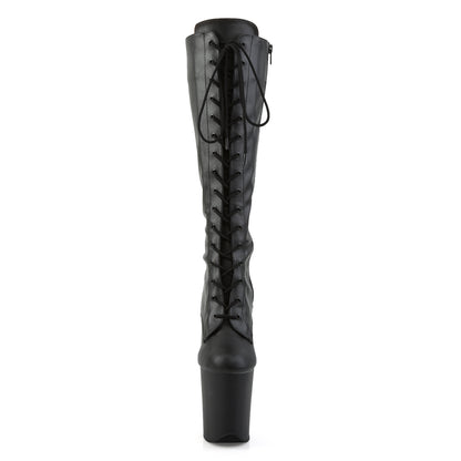 FLAMINGO-2023 8" Heel, 4" PF Lace-Up Stretch Knee Boot, Side Zip