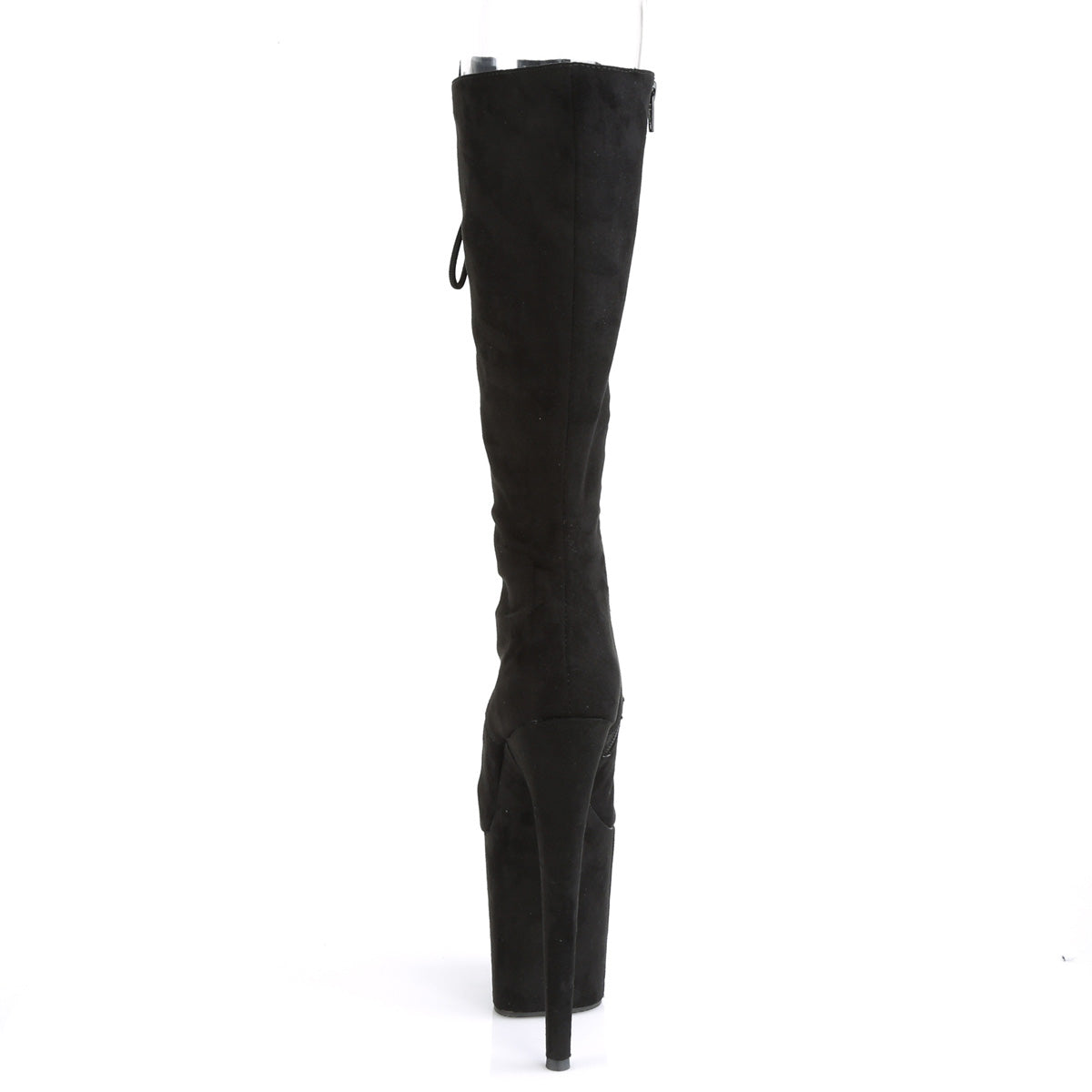 FLAMINGO-2051FS 8" Heel, 4" PF Peep Toe Lace-Up Knee Boot, Side Zip