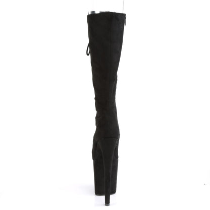 FLAMINGO-2051FS 8" Heel, 4" PF Peep Toe Lace-Up Knee Boot, Side Zip