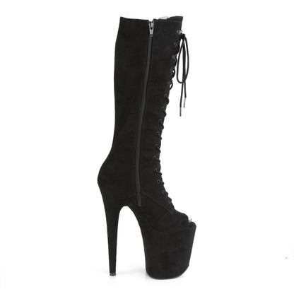 FLAMINGO-2051FS 8" Heel, 4" PF Peep Toe Lace-Up Knee Boot, Side Zip