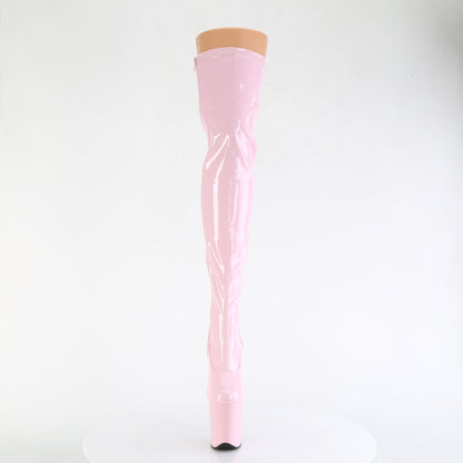 FLAMINGO-3000 8" Heel, 4" PF Stretch Thigh Boot, Side Zip