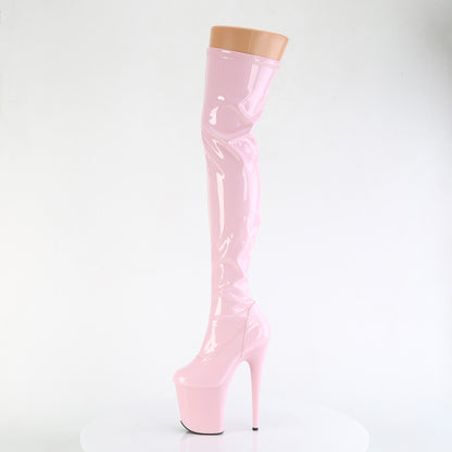 FLAMINGO-3000 8" Heel, 4" PF Stretch Thigh Boot, Side Zip
