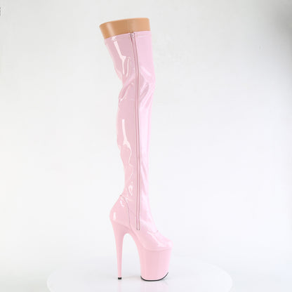 FLAMINGO-3000 8" Heel, 4" PF Stretch Thigh Boot, Side Zip