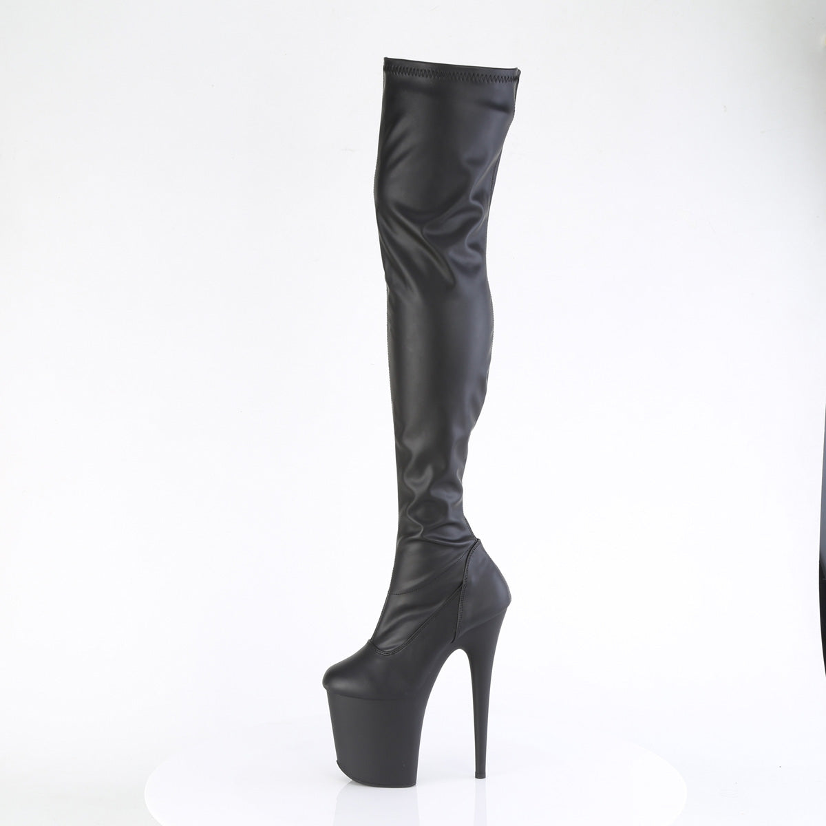 FLAMINGO-3000 8" Heel, 4" PF Stretch Thigh Boot, Side Zip