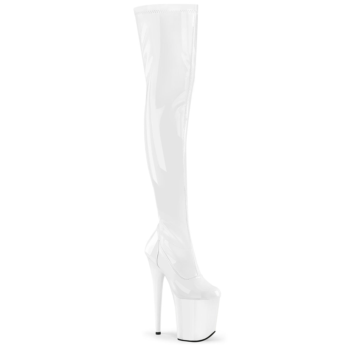 FLAMINGO-3000 8" Heel, 4" PF Stretch Thigh Boot, Side Zip