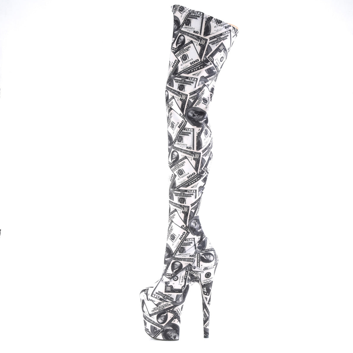 FLAMINGO-3000DP *8" Heel, 4" PF Stretch Thigh Boot, Side Zip