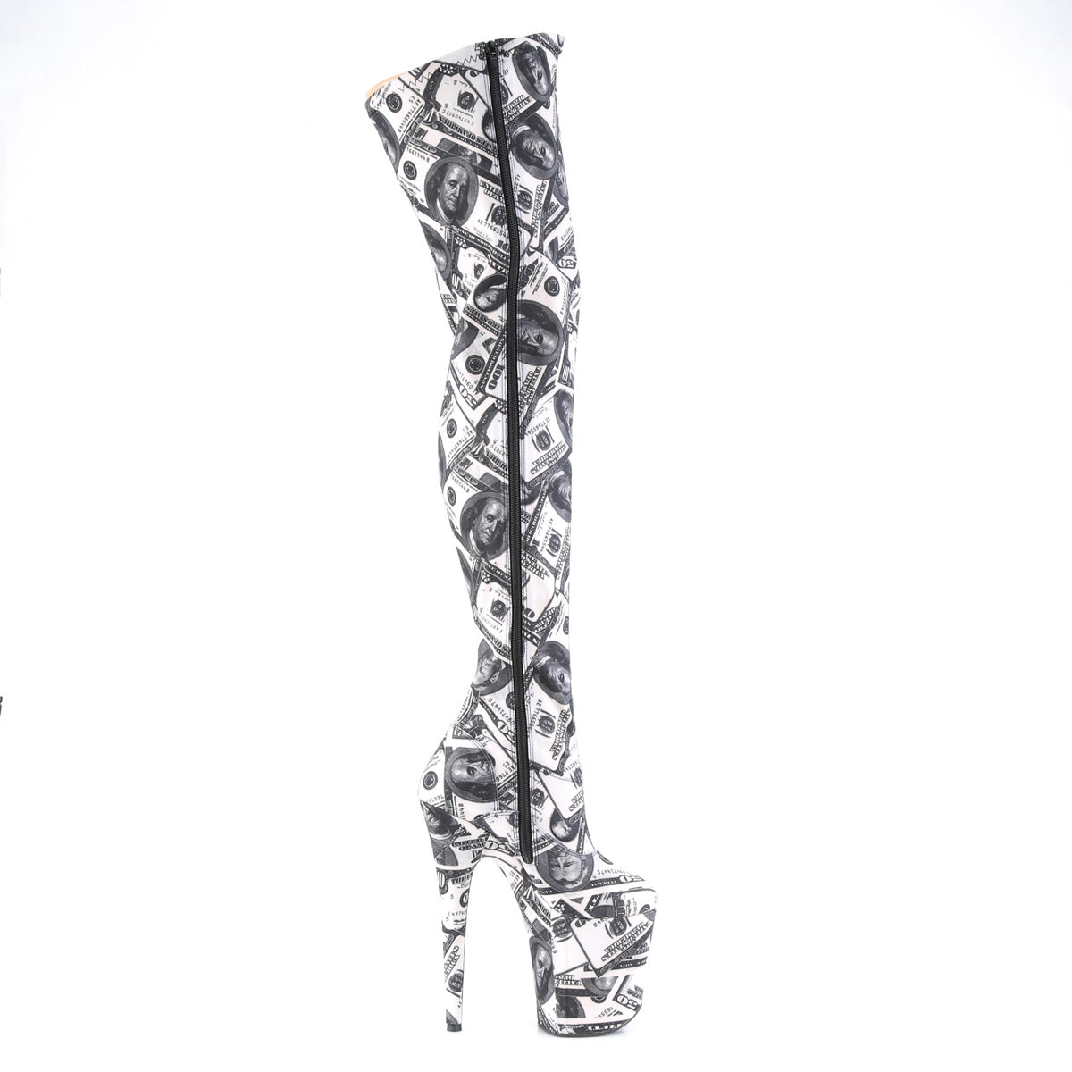 FLAMINGO-3000DP *8" Heel, 4" PF Stretch Thigh Boot, Side Zip
