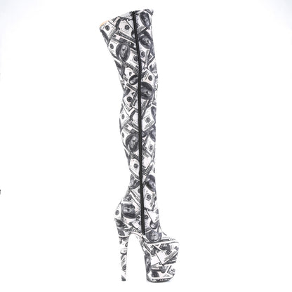 FLAMINGO-3000DP *8" Heel, 4" PF Stretch Thigh Boot, Side Zip