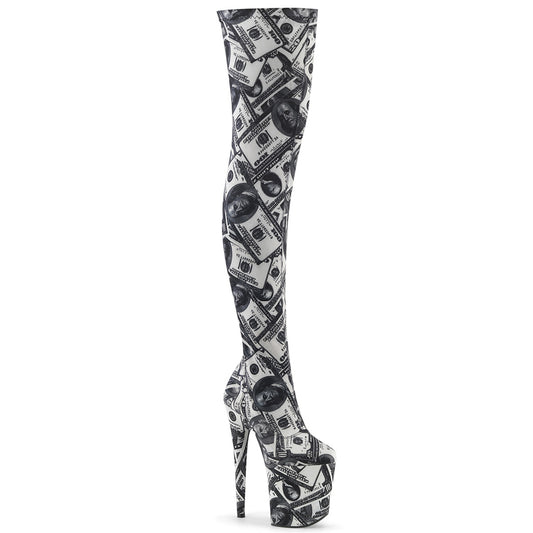FLAMINGO-3000DP *8" Heel, 4" PF Stretch Thigh Boot, Side Zip