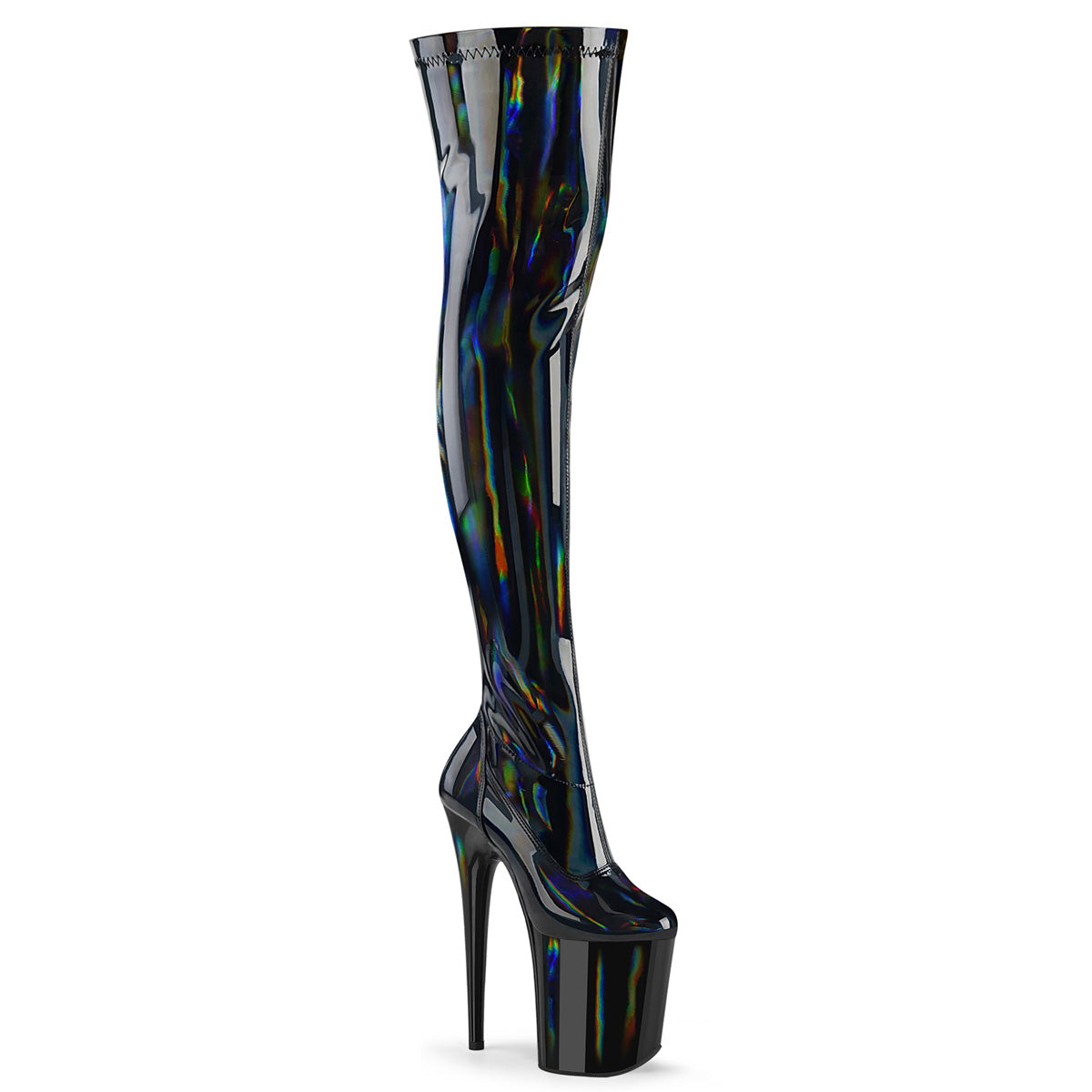 FLAMINGO-3000HWR 8" Heel, 4" PF Stretch Thigh Boot, Side Zip