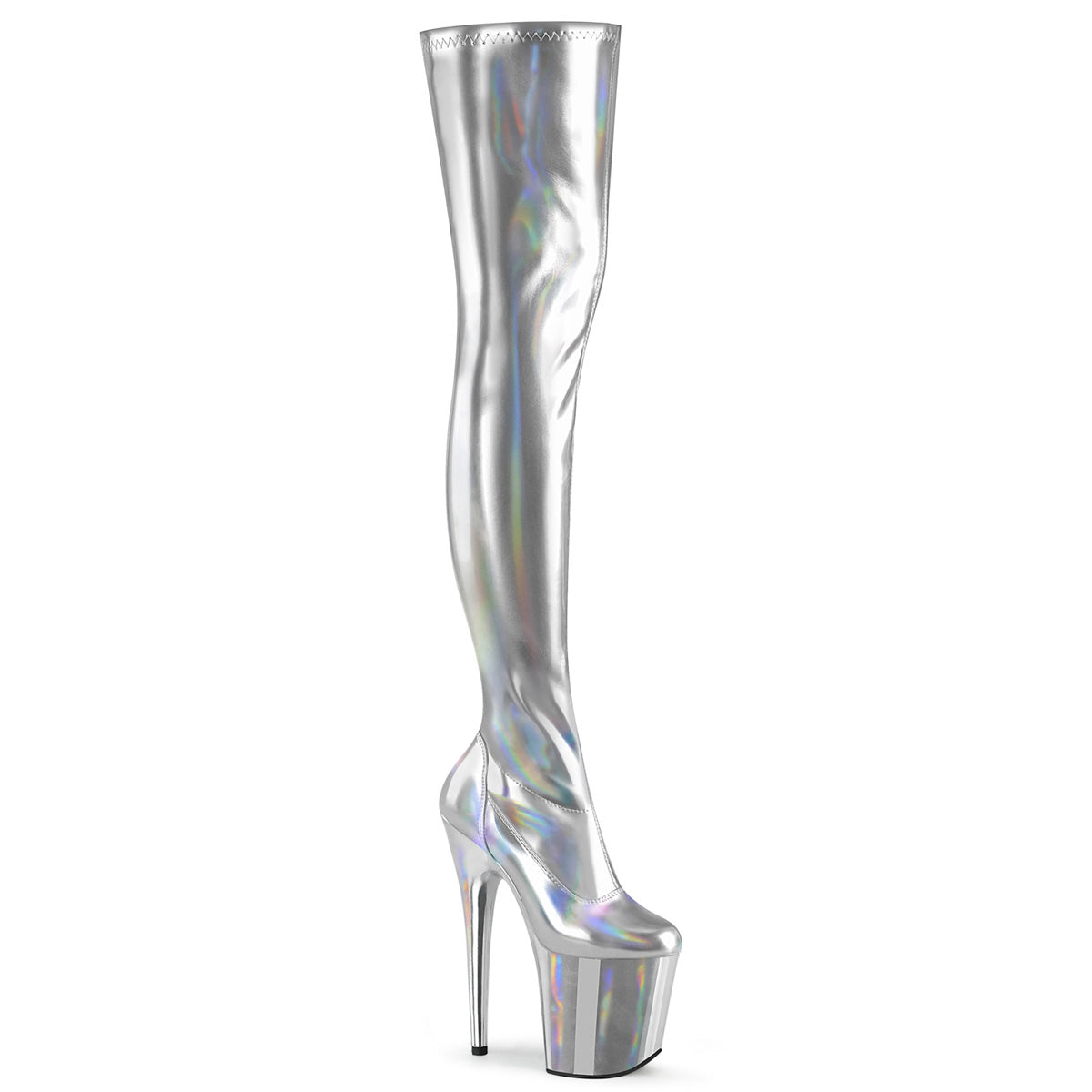 FLAMINGO-3000HWR *8" Heel, 4" PF Stretch Thigh Boot, Side Zip