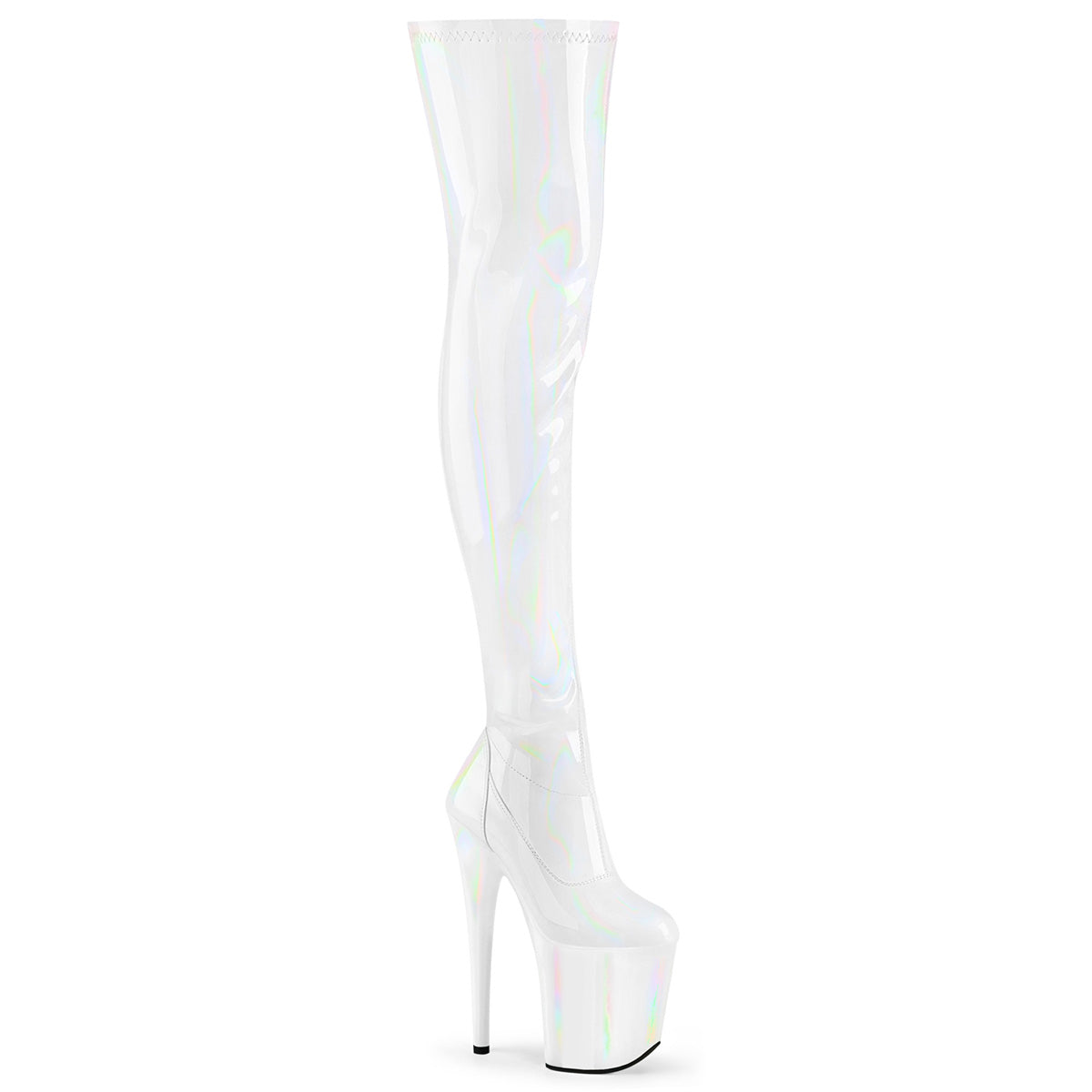 FLAMINGO-3000HWR *8" Heel, 4" PF Stretch Thigh Boot, Side Zip
