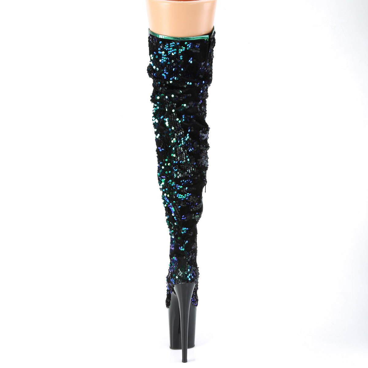 FLAMINGO-3004 *8" Heel, 4" PF Slouch Thigh Boot, Side Zip