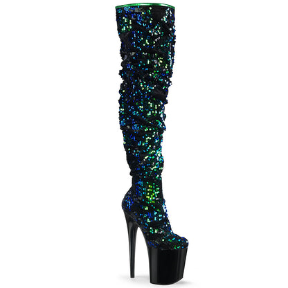 FLAMINGO-3004 *8" Heel, 4" PF Slouch Thigh Boot, Side Zip