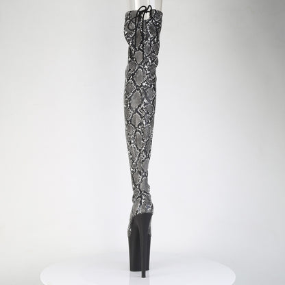 FLAMINGO-3008SP-BT *8" Heel, 4" PF Stretch Snake Print Pull-On Thigh Boot