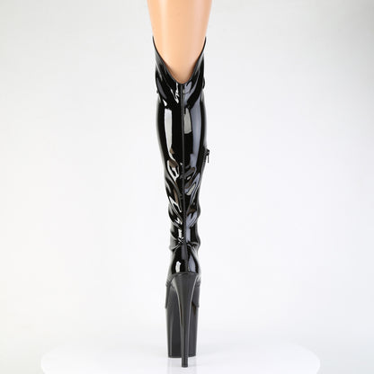 FLAMINGO-3014 8" Heel, 4" PF Lace-Up Front OTK Boot, 2/3 Side Zip