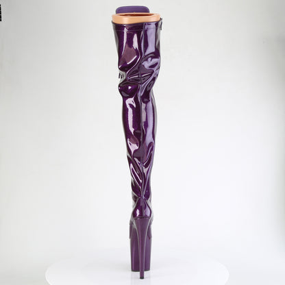 FLAMINGO-3020GP *8" Heel, 4" PF Lace-Up Stretch Thigh Boot, Side Zip