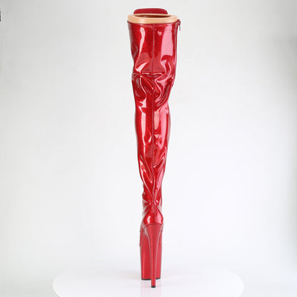 FLAMINGO-3020GP *8" Heel, 4" PF Lace-Up Thigh Boot, Side Zip