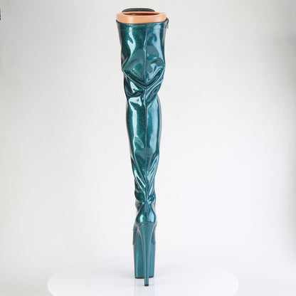 FLAMINGO-3020GP *8" Heel, 4" PF Lace-Up Thigh Boot, Side Zip