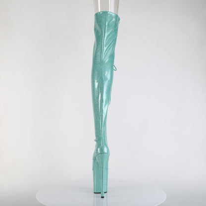 FLAMINGO-3021GP *8" Heel, 4" PF Peep Toe Lace-Up Thigh Boot, Side Zip