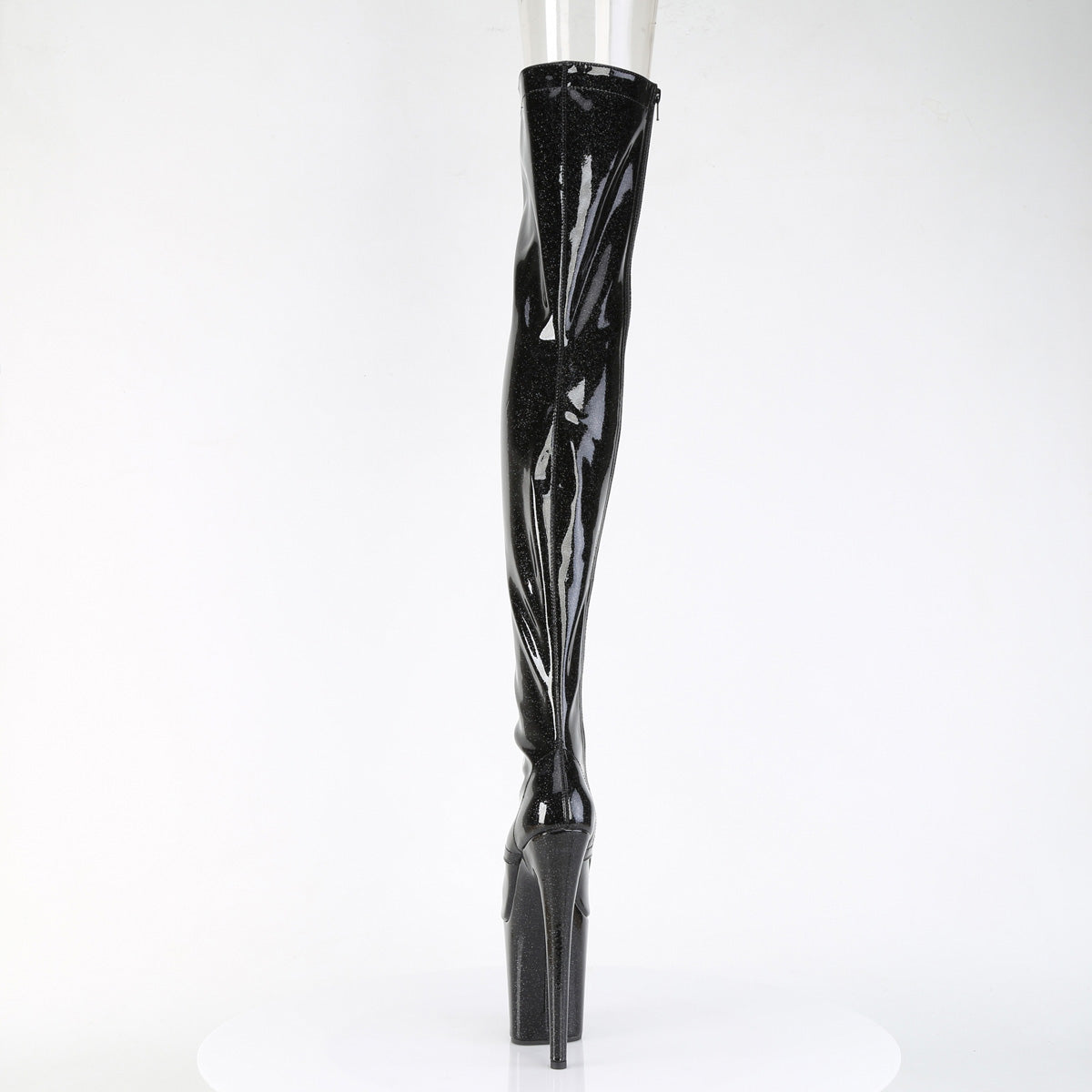 FLAMINGO-3021GP 8" Heel, 4" PF Peep Toe Lace-Up Thigh Boot, Side Zip