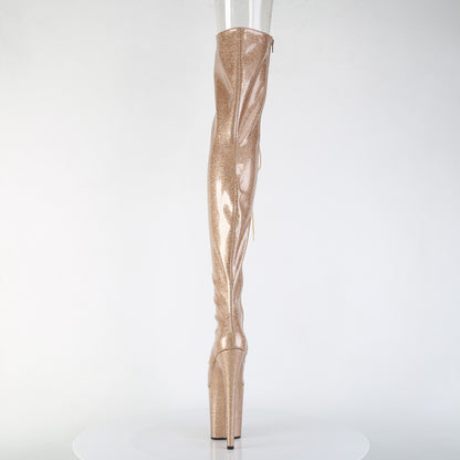 FLAMINGO-3021GP 8" Heel, 4" PF Peep Toe Lace-Up Thigh Boot, Side Zip