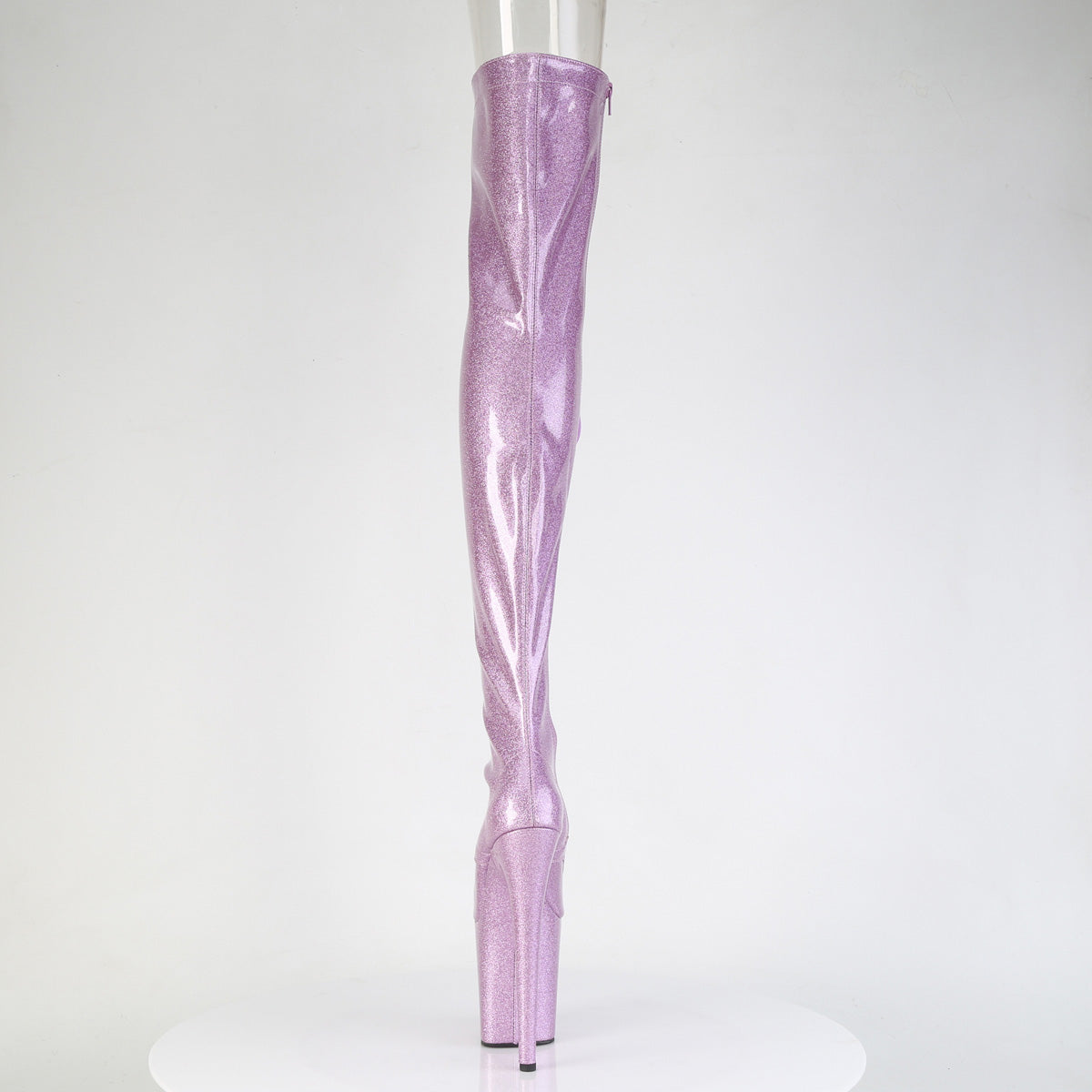 FLAMINGO-3021GP 8" Heel, 4" PF Peep Toe Lace-Up Thigh Boot, Side Zip