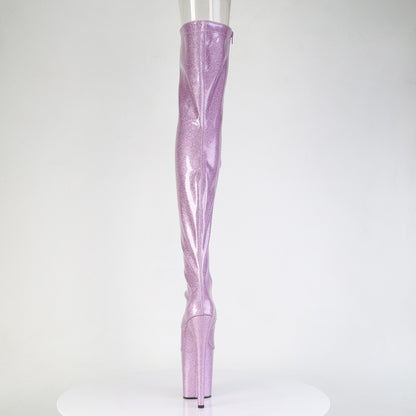FLAMINGO-3021GP 8" Heel, 4" PF Peep Toe Lace-Up Thigh Boot, Side Zip