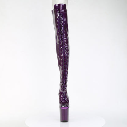 FLAMINGO-3021GP *8" Heel, 4" PF Peep Toe Lace-Up Thigh Boot, Side Zip