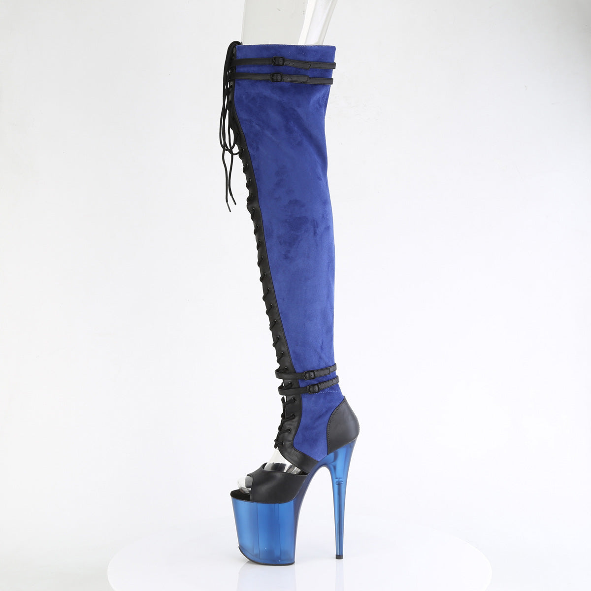 FLAMINGO-3027 *8" Heel, 4" PF Lace-Up Front Thigh, Side Zip