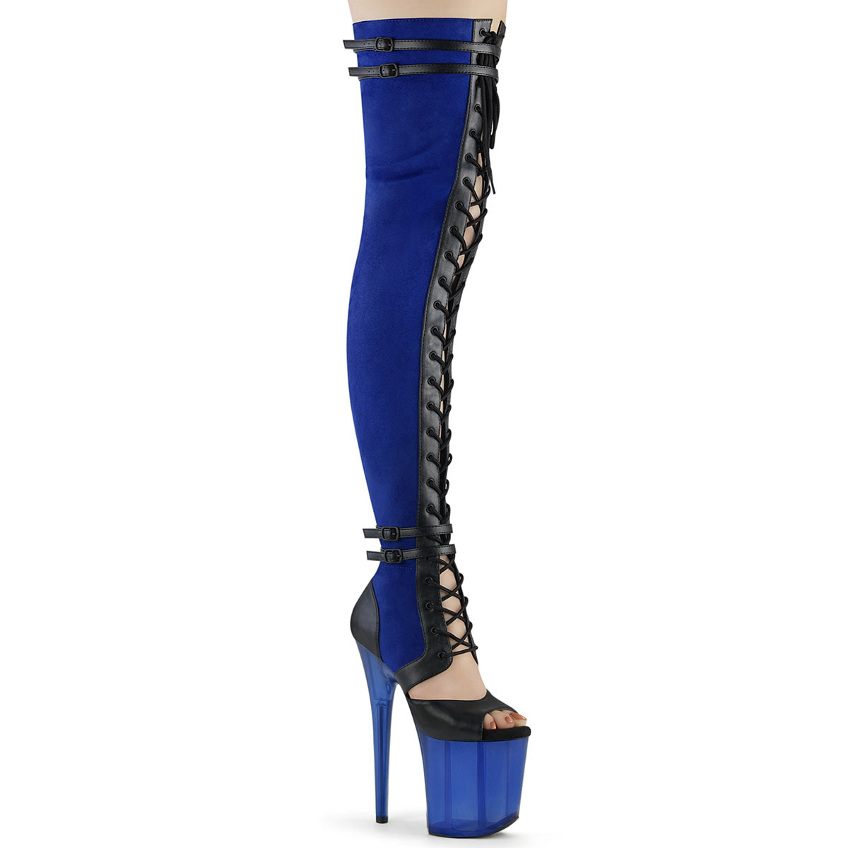 FLAMINGO-3027 *8" Heel, 4" PF Lace-Up Front Thigh, Side Zip