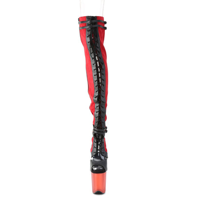 FLAMINGO-3027 *8" Heel, 4" PF Lace-Up Front Thigh, Side Zip