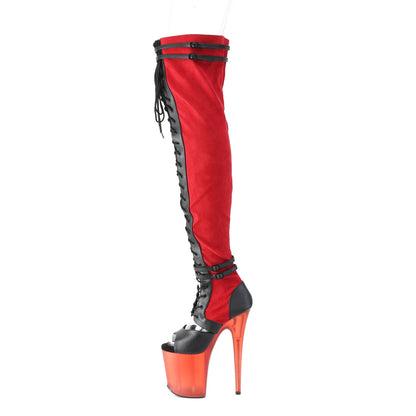 FLAMINGO-3027 *8" Heel, 4" PF Lace-Up Front Thigh, Side Zip
