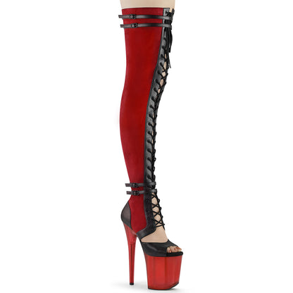FLAMINGO-3027 *8" Heel, 4" PF Lace-Up Front Thigh, Side Zip