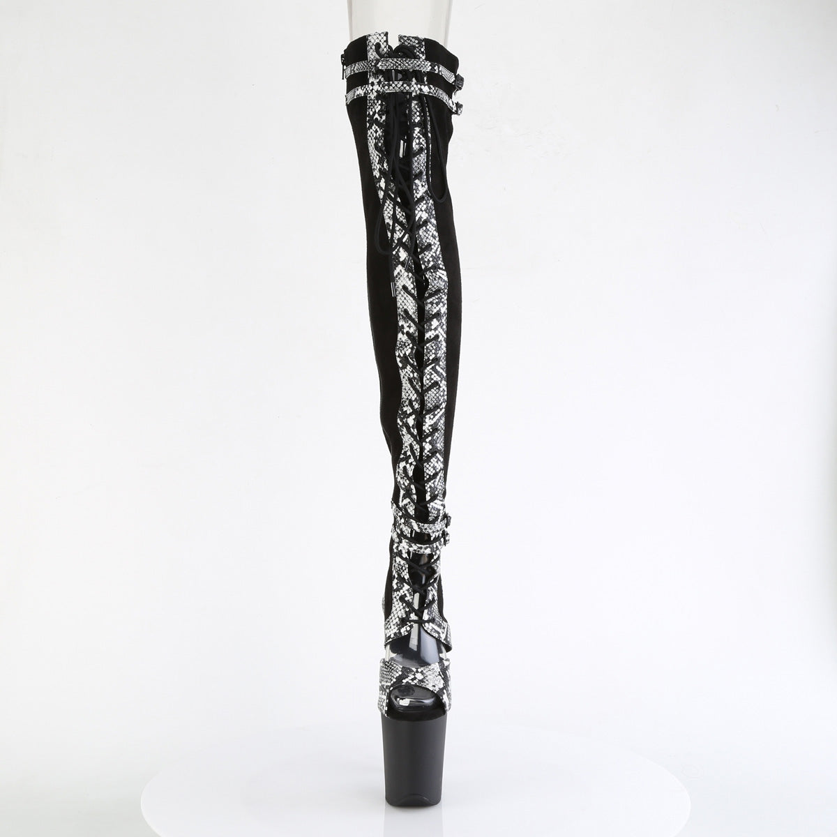 FLAMINGO-3027SP *8" Heel, 4" PF Lace-Up Front Thigh, Side Zip