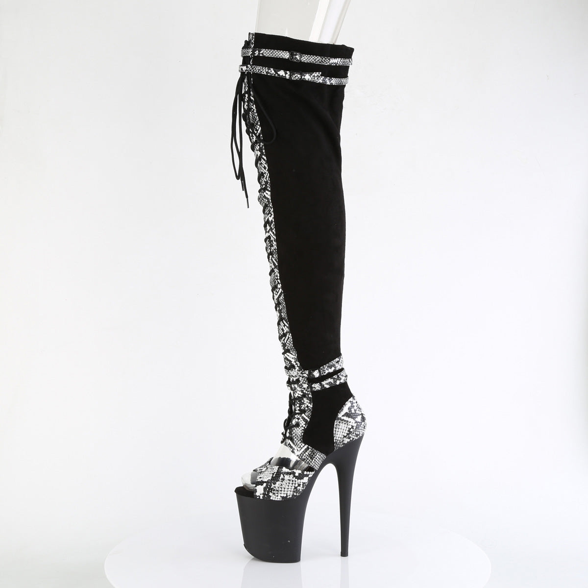 FLAMINGO-3027SP *8" Heel, 4" PF Lace-Up Front Thigh, Side Zip