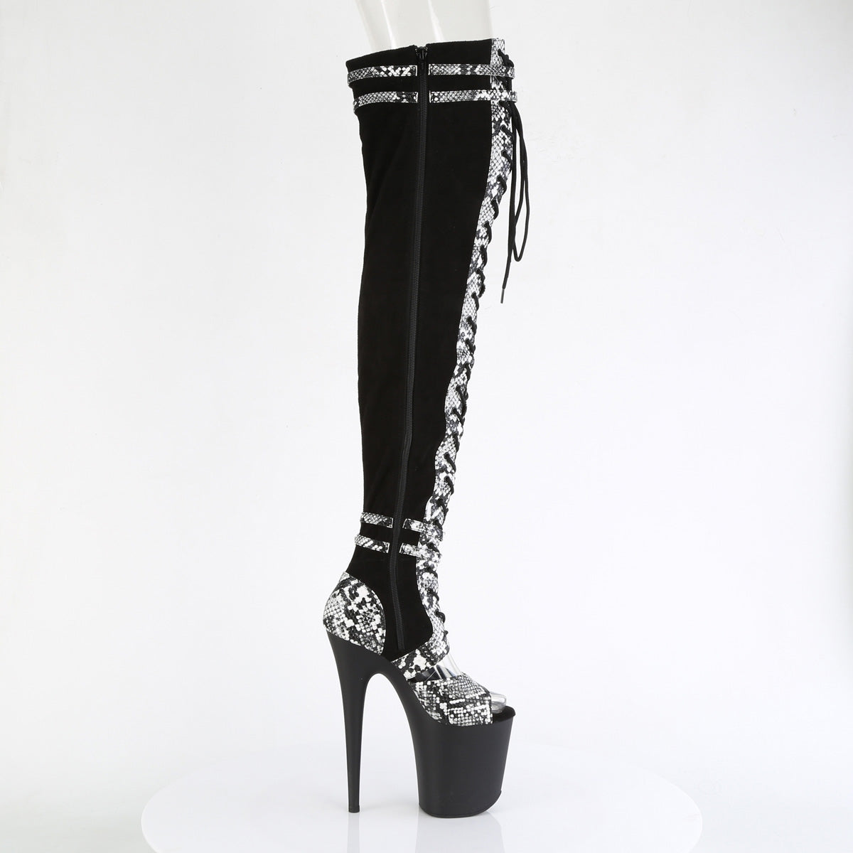 FLAMINGO-3027SP *8" Heel, 4" PF Lace-Up Front Thigh, Side Zip