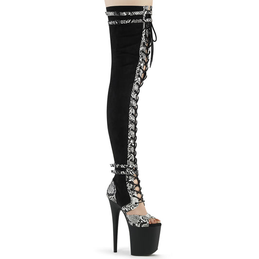 FLAMINGO-3027SP *8" Heel, 4" PF Lace-Up Front Thigh, Side Zip