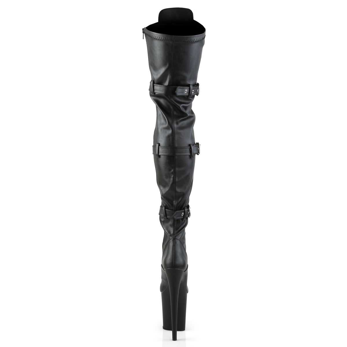 FLAMINGO-3028 8" Heel, 4" PF Lace-Up Front Thigh High Boot, Side Zip