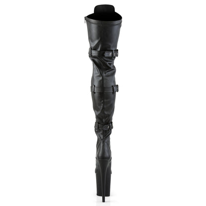 FLAMINGO-3028 8" Heel, 4" PF Lace-Up Front Thigh High Boot, Side Zip