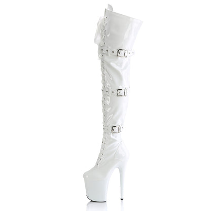 FLAMINGO-3028 8" Heel, 4" PF Lace-Up Front Thigh Boot, Side Zip